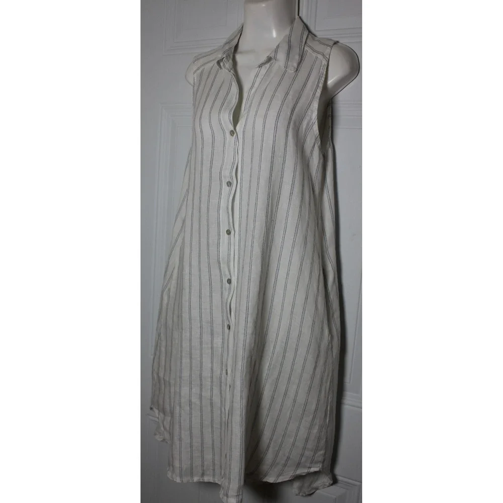 Rosemarie Italy Linen Shirt Dress Relaxed Striped Sardinia Effortless Size Small - Picture 8 of 13